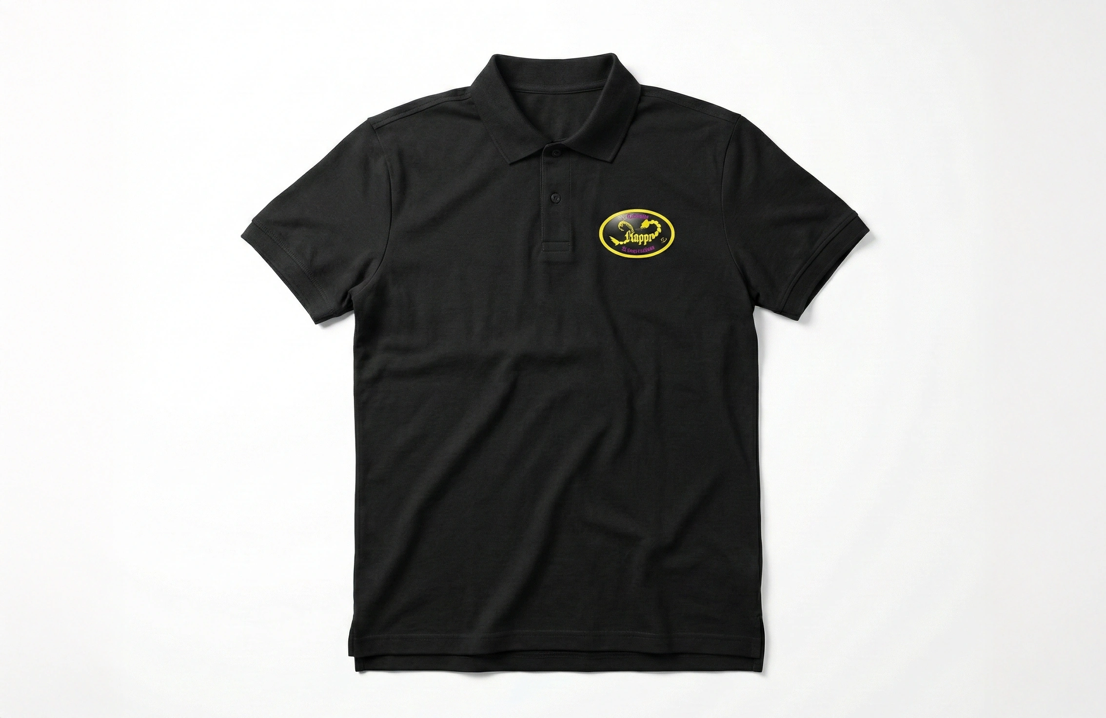 黑色團體 Polo Shirt 左胸彩色 Logo 熱轉印案例