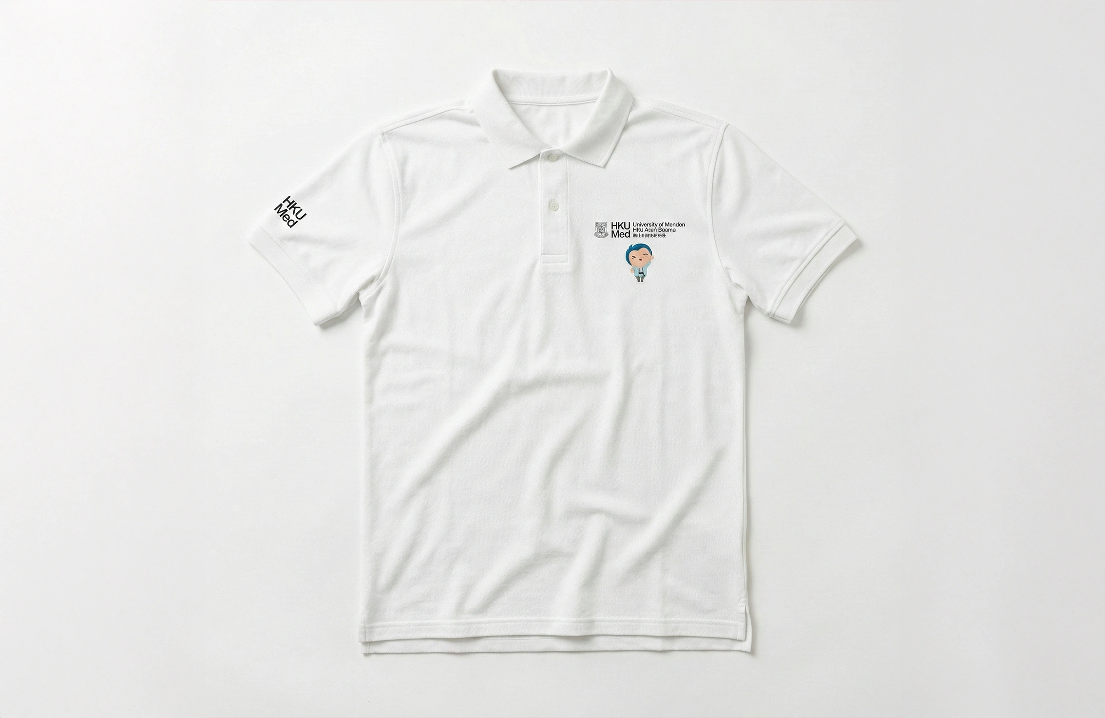 白色團體 Polo Shirt 胸前及衣袖 Logo 印刷案例