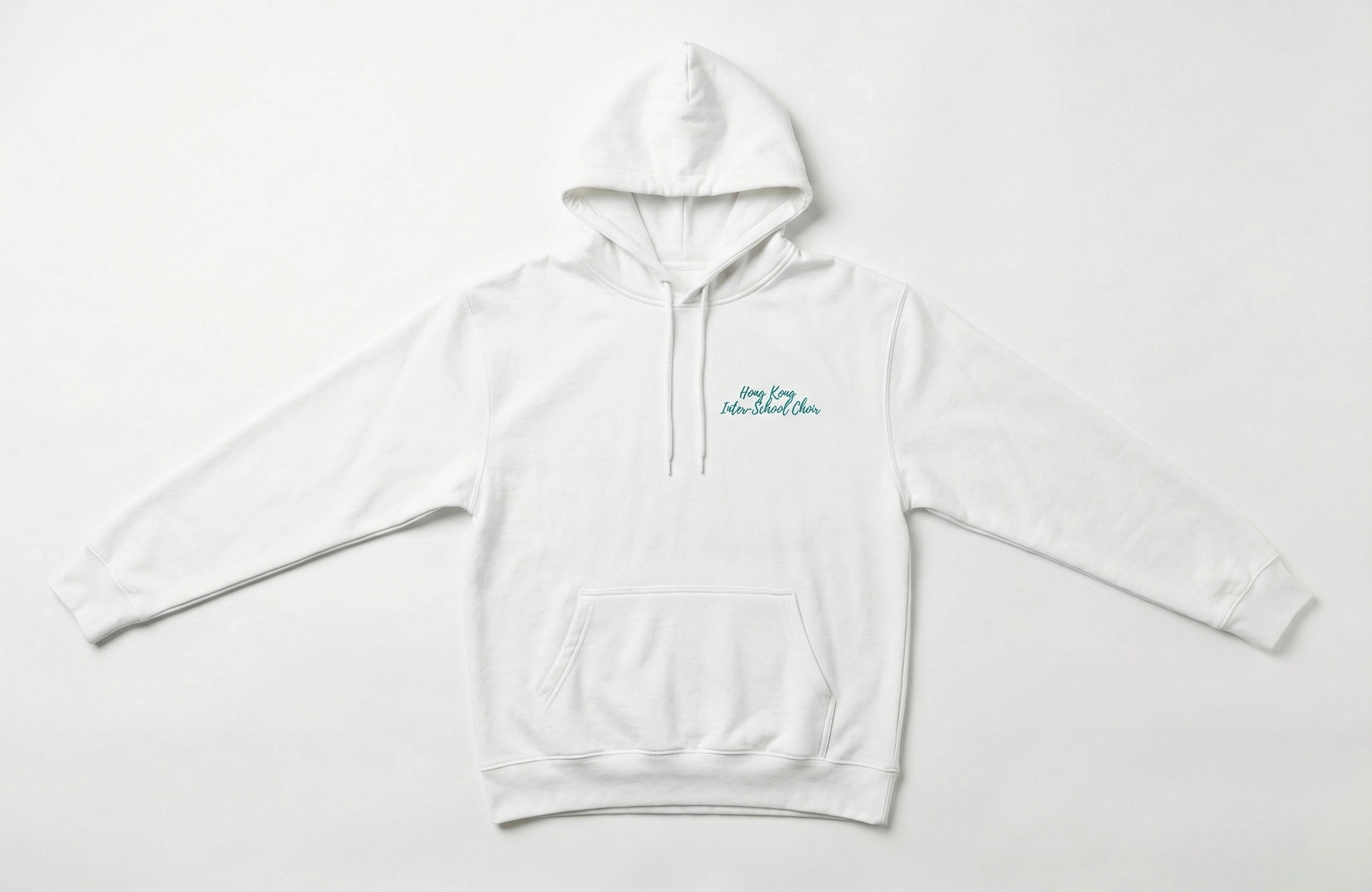 白色套頭 Hoodie 正面香港校際合唱團圖案作品