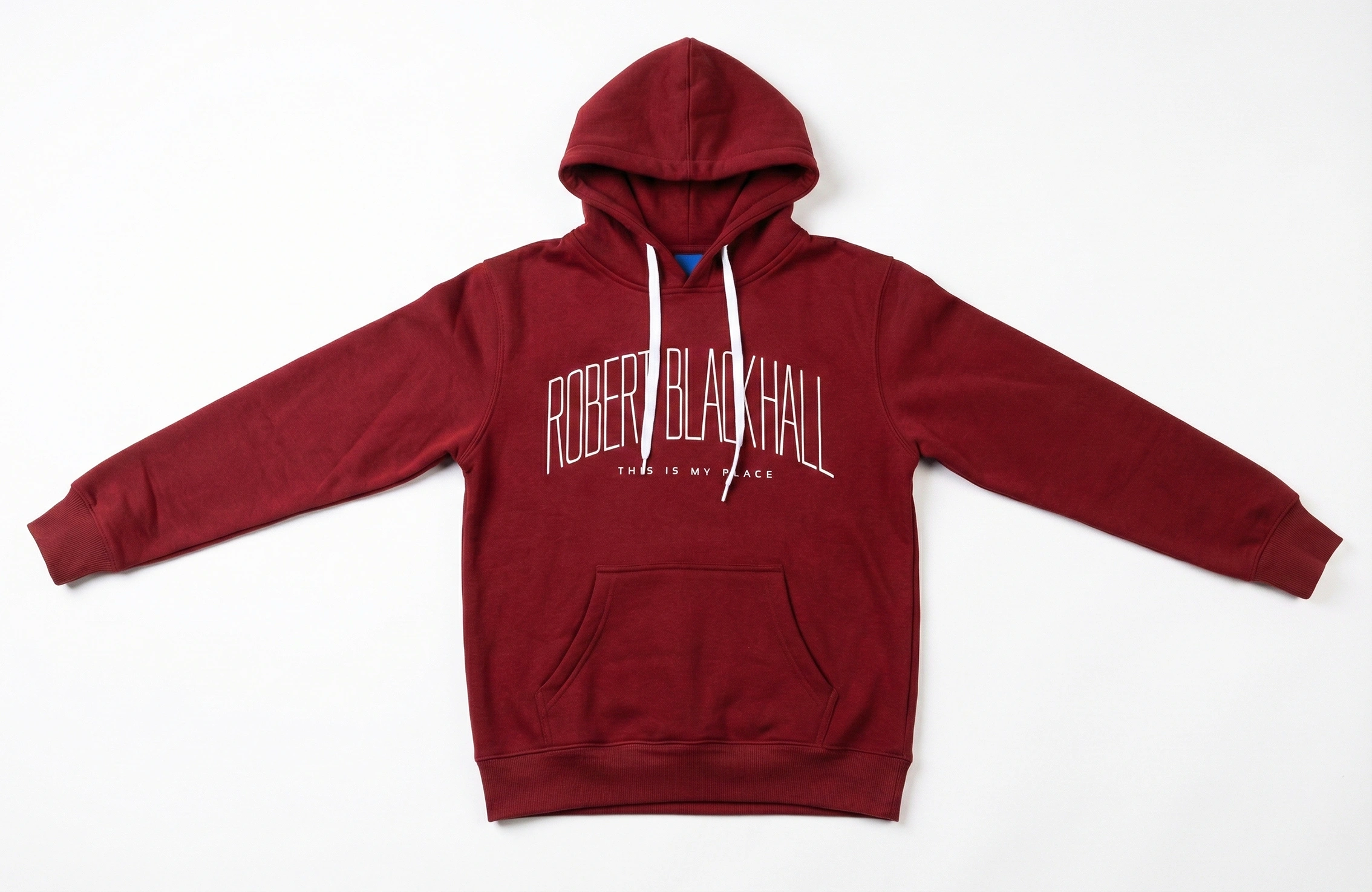 酒紅色套頭 Hoodie 正面 Robert Blackhall 圖案印刷作品