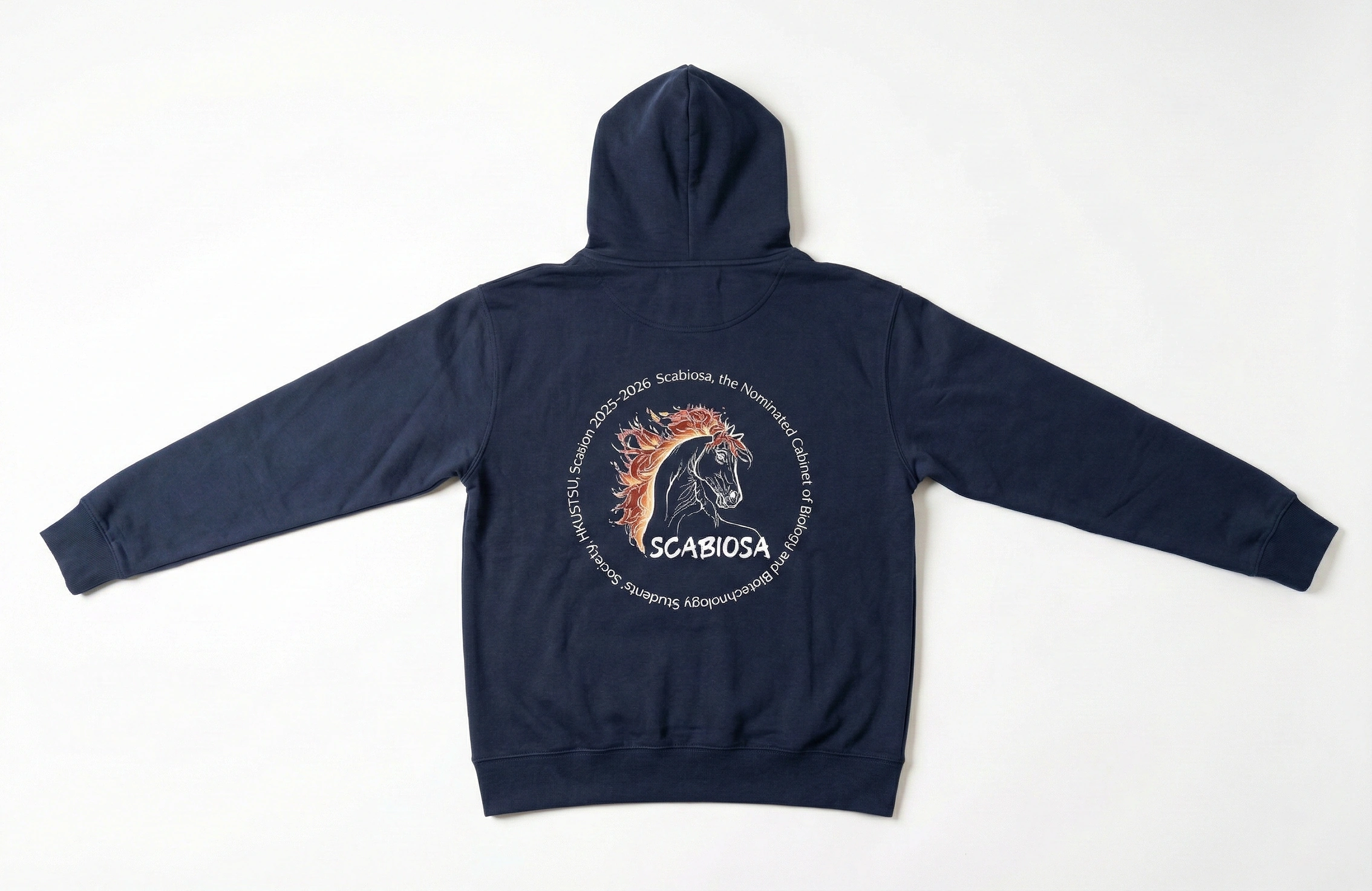 海軍藍套頭 Hoodie 背面馬術圖案印刷作品