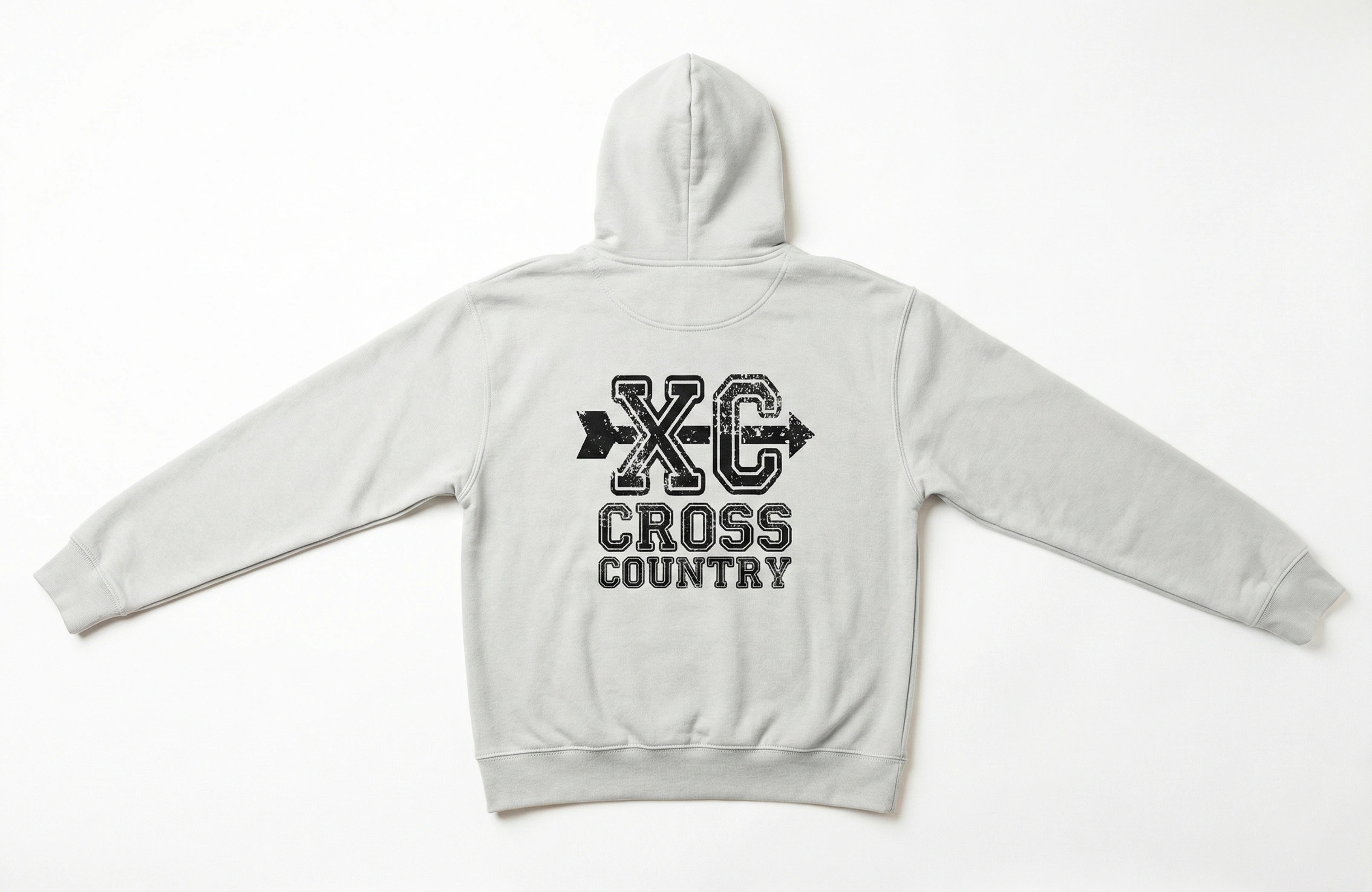 淺灰色套頭 Hoodie 背面越野跑圖案印刷作品
