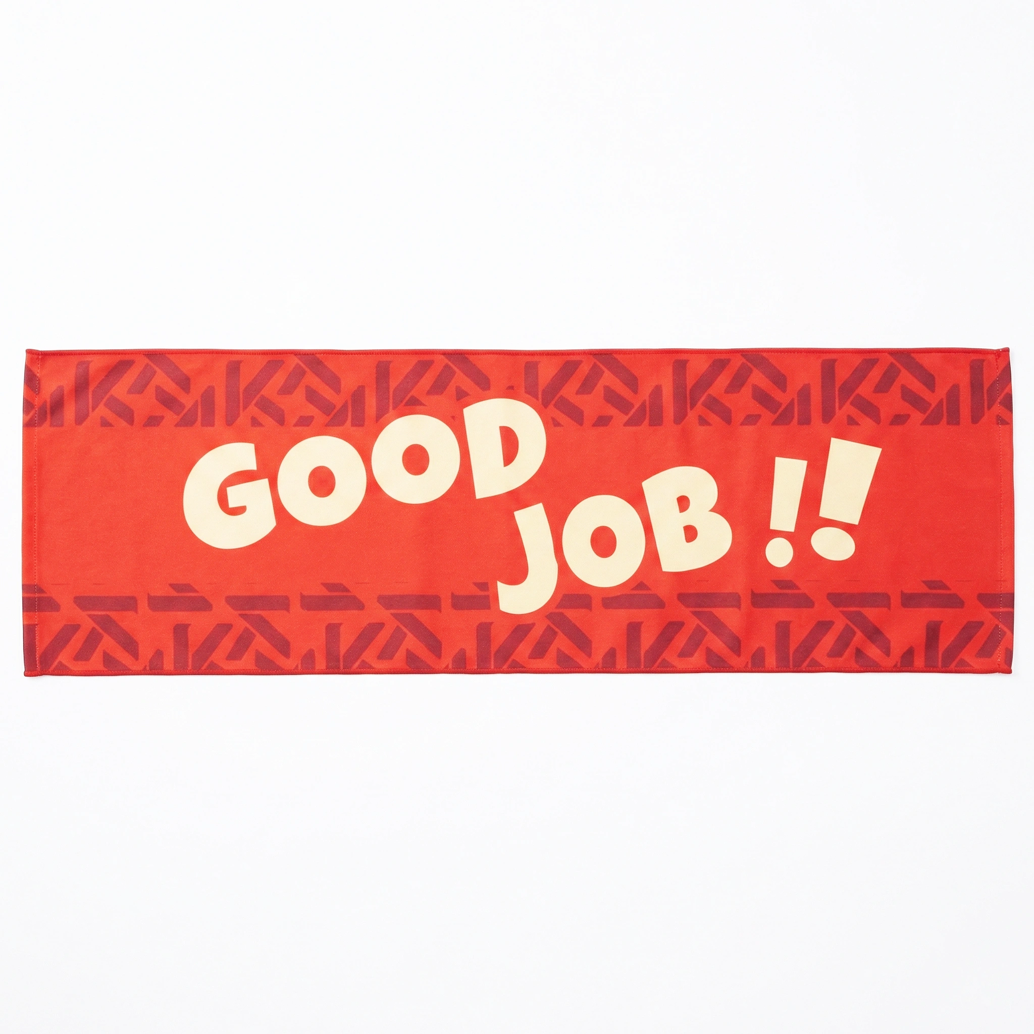 紅色 Good Job 英文字句全版熱升華運動毛巾作品