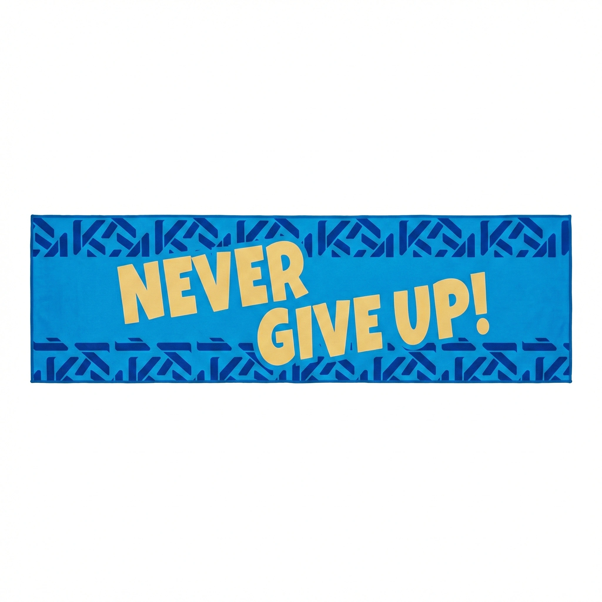 藍色 Never Give Up 英文字句全版熱升華運動毛巾作品