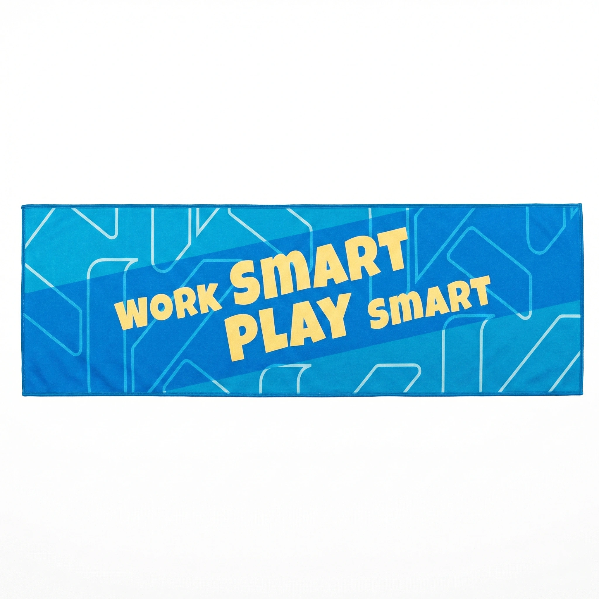 藍色 Work Smart Play Smart 全版熱升華運動毛巾作品