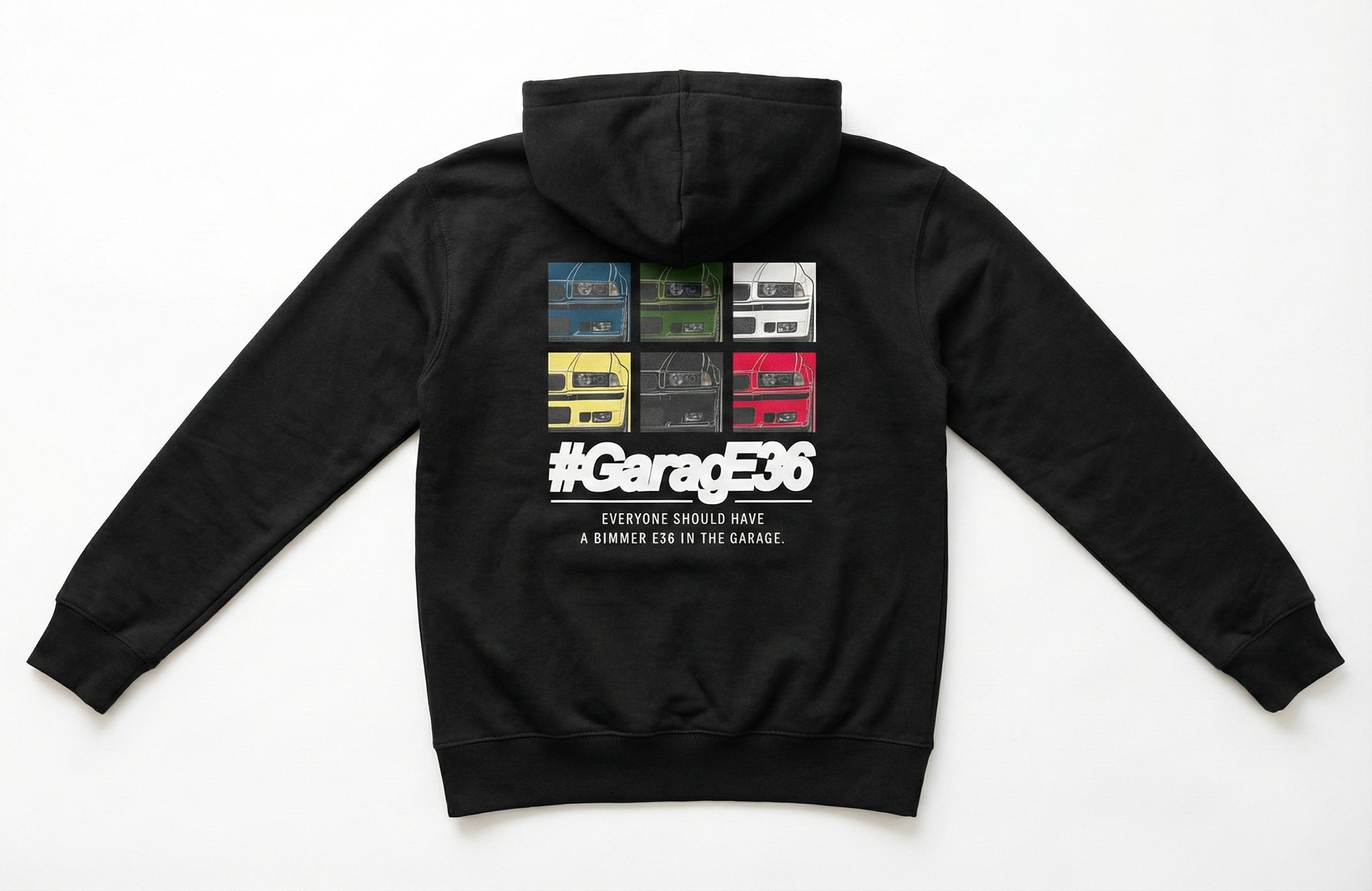 黑色套頭 Hoodie 背面 Carage36 圖案印刷作品