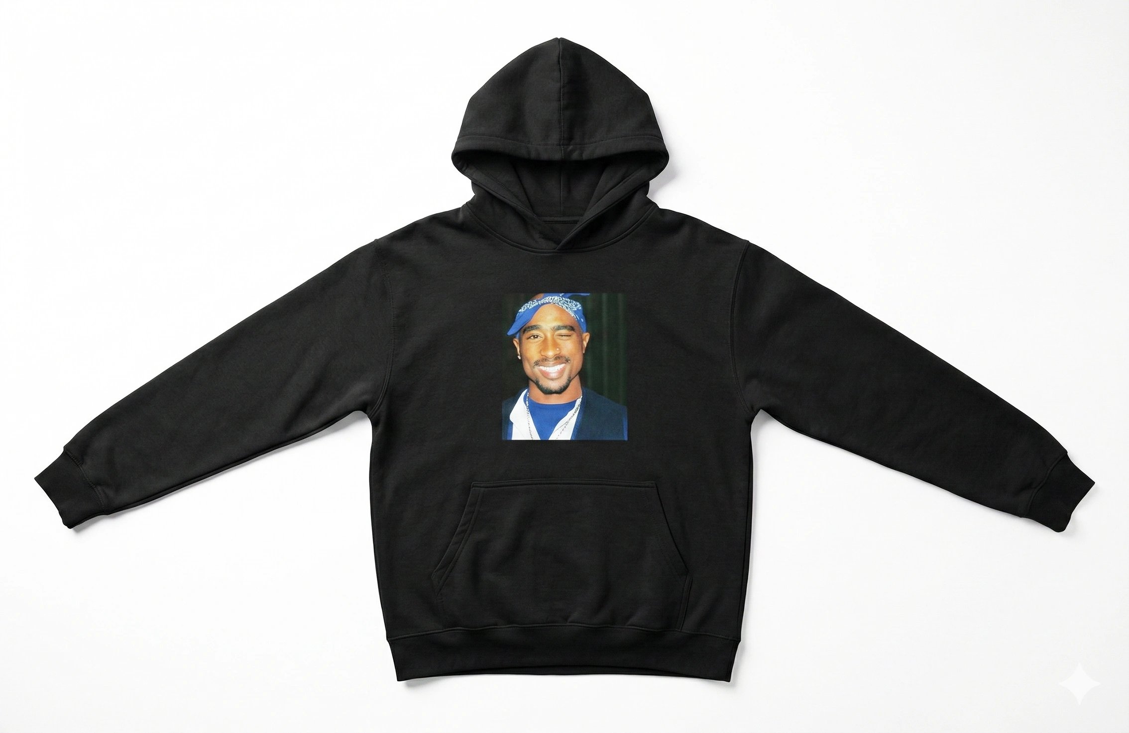 黑色套頭 Hoodie 正面相片圖案印刷作品