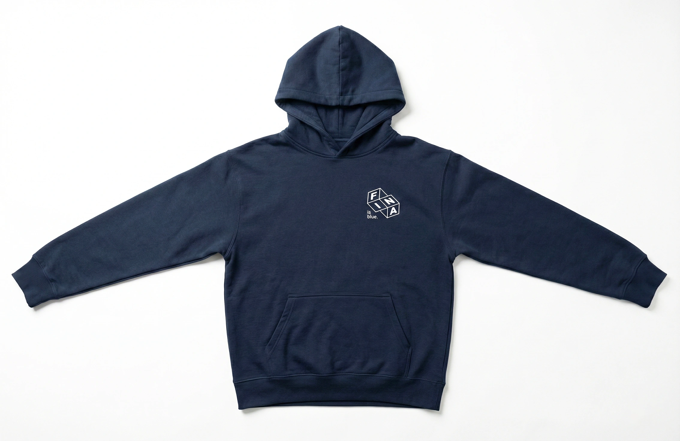 海軍藍套頭 Hoodie 正面 FNA Is Blue 標誌作品