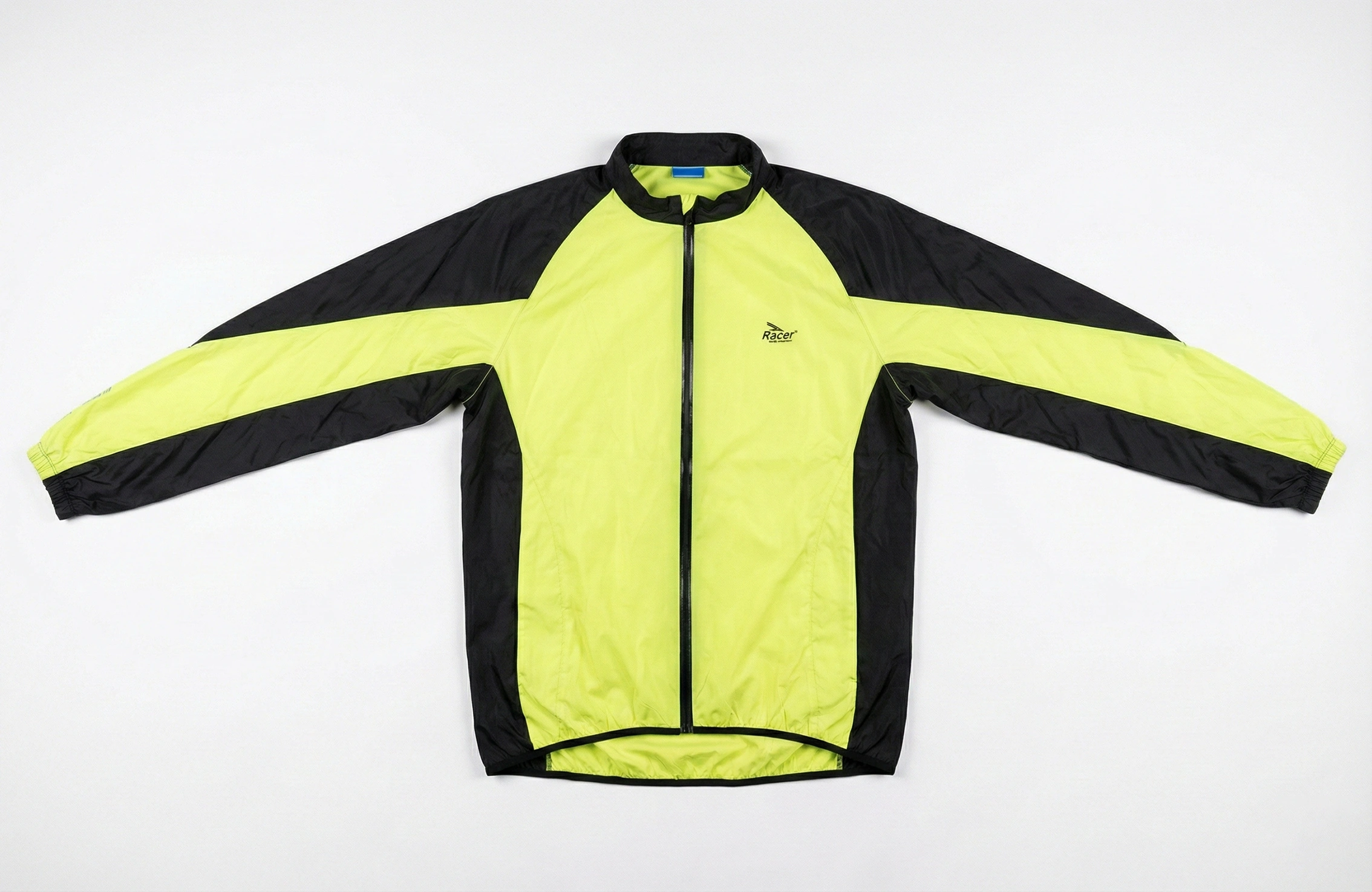 團體 Windbreaker 案例：螢光黃黑色插肩袖拉鍊風褸