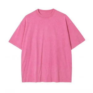 TS042 250g 全棉重磅雪花 T-Shirt 玫紅
